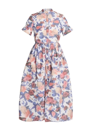 ERDEM floral-print short-sleeve midi dress - Blue