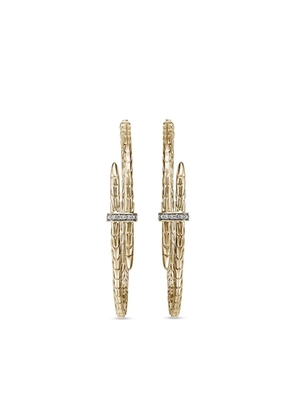 John Hardy 14kt gold large Spear diamond hoop earrings