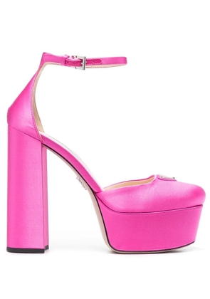 Prada logo-plaque 135mm platform pumps - Pink