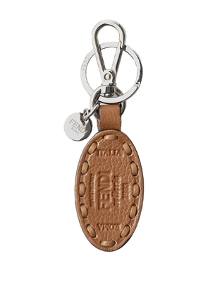 FENDI oval-frame leather keyring - Brown