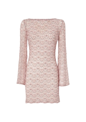 Missoni long-sleeve pattern mini beach dress - Pink