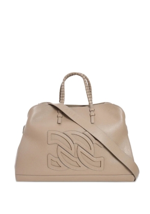 Casadei double C embossed leather tote bag - Brown