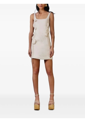 FARM Rio floral-appliqué mini dress - Neutrals