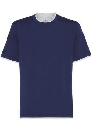 Brunello Cucinelli layered-effect cotton T-shirt - Blue