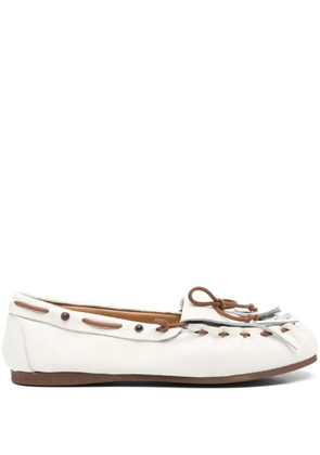 P.A.R.O.S.H. fringe-detail leather loafers - White