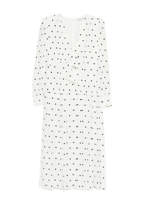 Alessandra Rich polka dot pleated midi dress - White