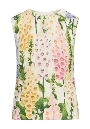 Oscar de la Renta Foxglove printed tank top - White