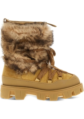 Moncler 45mm shearling lace-up ankle boots - Neutrals