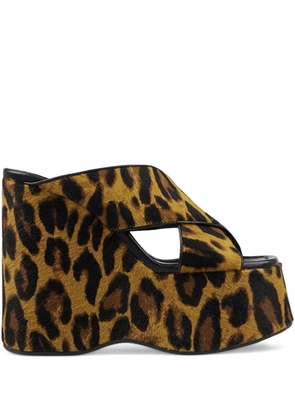 Paris Texas 135mm Mara leopard-print platform sandals - Brown