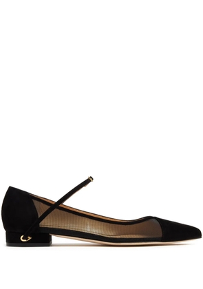 Jennifer Chamandi mesh-detail suede ballerinas - Black