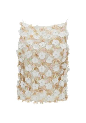 P.A.R.O.S.H. open-back flower-embellished top - White