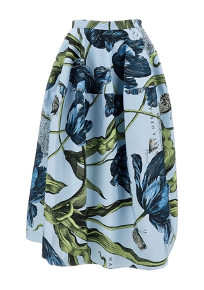 ERDEM tulip-print midi skirt - Blue