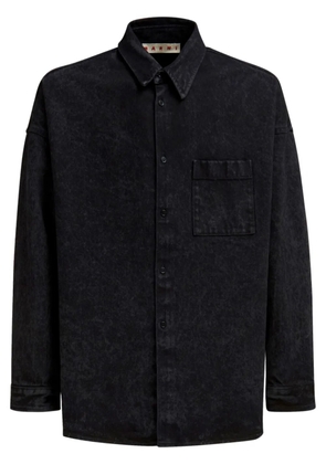 Marni logo-patch cotton shirt - Black