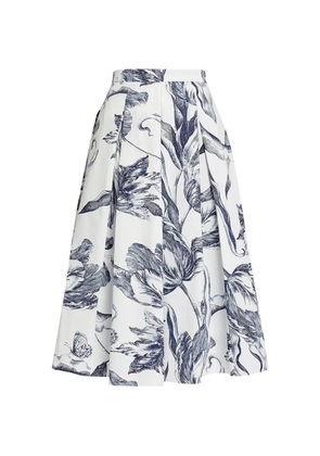 ERDEM floral-print pleated midi skirt - White