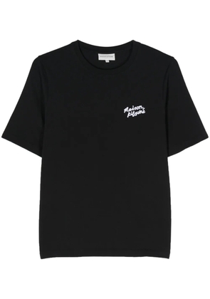 Maison Kitsuné logo-embroidered cotton T-shirt - Black