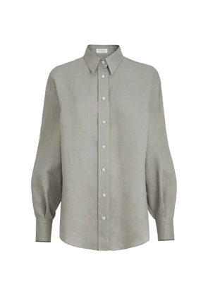 Brunello Cucinelli monili linen shirt - Green
