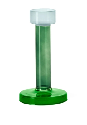 &k Amsterdam Bole glass candle holder (21cm x 11cm) - Green