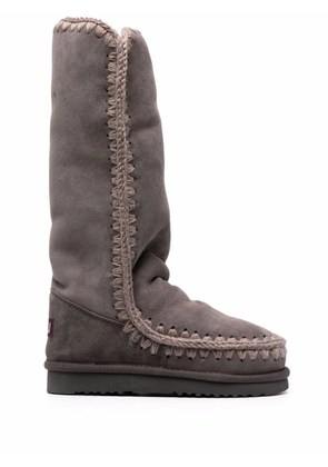 Mou logo-patch sheepskin boots - Grey
