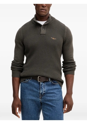 Aeronautica Militare buttoned ribbed knitted sweater - Green