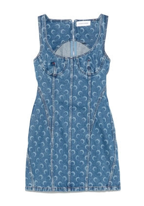 Marine Serre Moon Laser denim mini dress - Blue