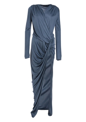 Atlein V-neck draped maxi dress - Blue