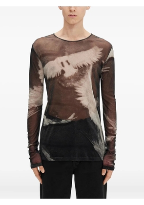 Ann Demeulemeester Greg doves-print long-sleeve T-shirt - Black