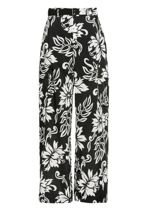 sacai floral-print palazzo trousers - Black