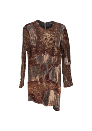 Balmain Pre-Owned leather long-sleeve mini dress - Brown