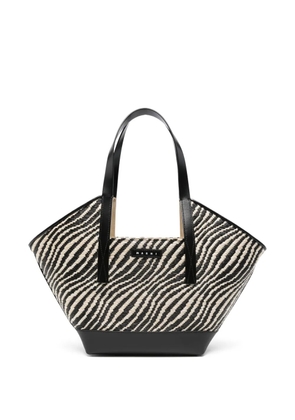 Marni small Waves zebra-stripe tote bag - Black