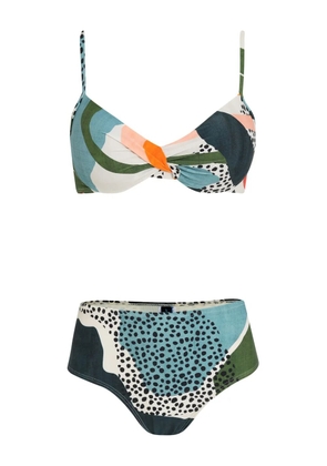 Lygia & Nanny Veronica abstract-print bikini set - Blue