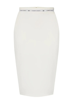 Elisabetta Franchi logo ribbon crêpe skirt - White