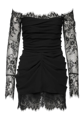 Ana Radu lace-trimmed draped mini dress - Black