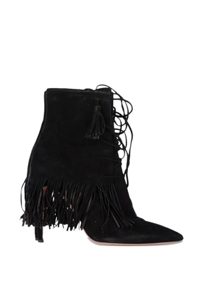 Aquazzura Mustang fringed heeled ankle boots - Black
