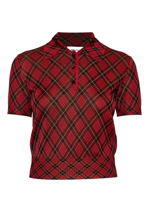 Alexander McQueen argyle button polo top - Red