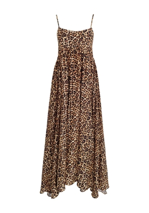 AZEEZA Rachel spaghetti-strap leopard-print midi dress - Brown