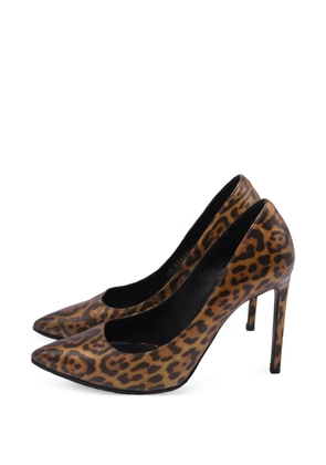 Saint Laurent Pre-Owned 105mm leopard-print pointed-toe pumps - Brown