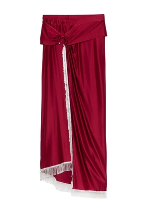 Rabanne fringe-detailing midi skirt - Red