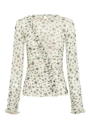 One Teaspoon Party star-print ruffled top - Grey