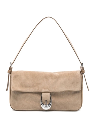 STAUD Harlow buckled suede shoulder bag - Grey