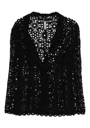 Norma Kamali floral-motif single-breasted jacket - Black