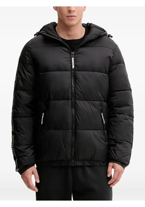 GUESS USA hooded logo-stripe jacket - Black