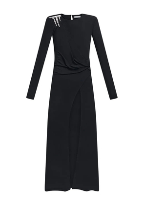 AREA crystal draped long-sleeve gown - Black