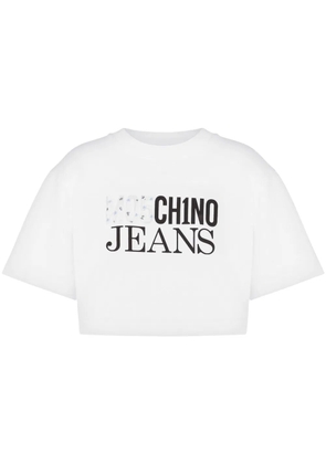MOSCHINO JEANS logo-print cropped T-shirt - White