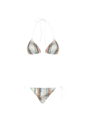 Missoni zigzag pattern sequins-detail bikini set - White