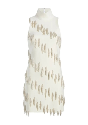 Cinq A Sept turtleneck fringe dress - White