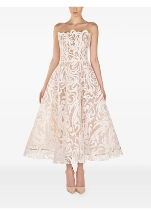 ARAFTU strapless patterned midi dress - White