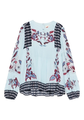 FARM Rio Marcelle floral-print pleated blouse - Blue