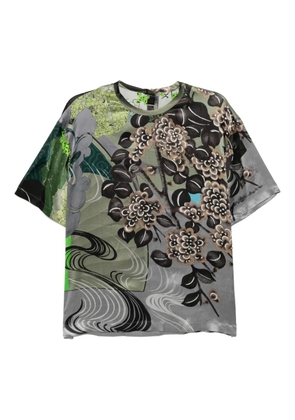 JNBY floral-print silk T-shirt - Grey