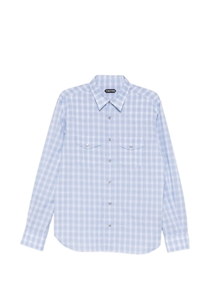 TOM FORD chest-pocket checked shirt - Blue