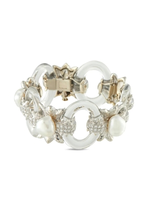 David Webb 18K white gold rock crystal pearl bracelet - Silver